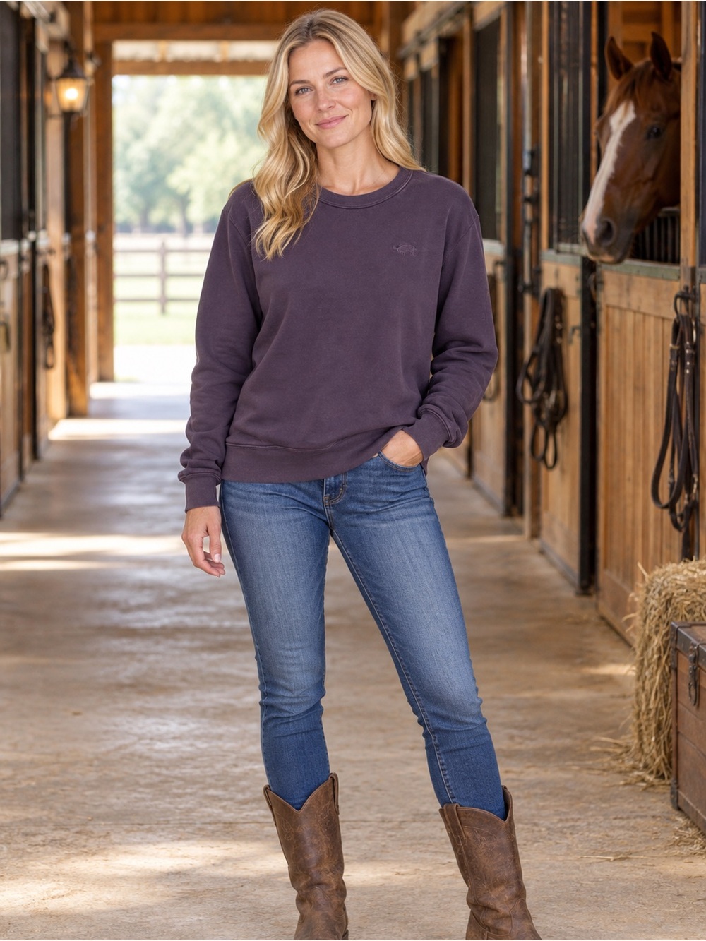 Velvet by Graham & Spencer unisex Crewneck Sweater - Dusty Purple PTP 20
